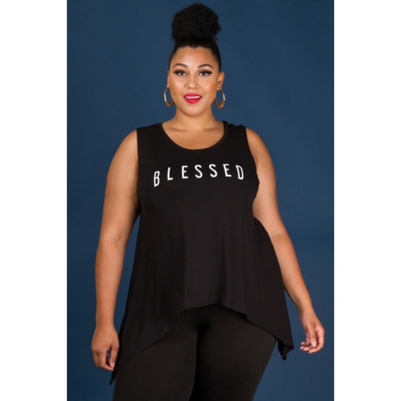 123X PLUS Blessed Sleeveless Loose Fit Top BLACK - Picture 2 of 5